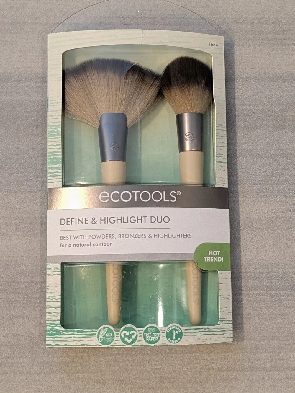 ecotools Duo Define & Highlight Brush Set - Teal and Natural Wood